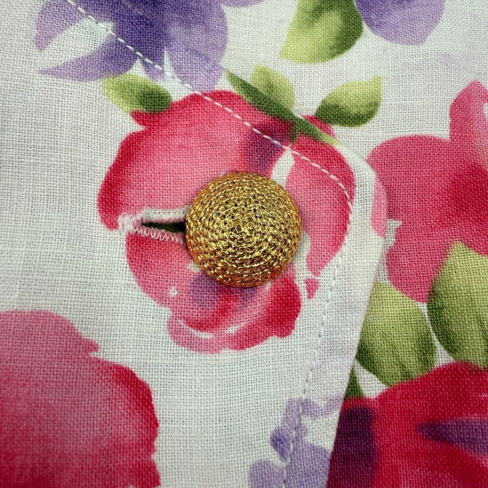 Vintage Talbots Petites‎ Skirt Set Womens 10P Pink Purple Floral Linen Cottage - Picture 6 of 11